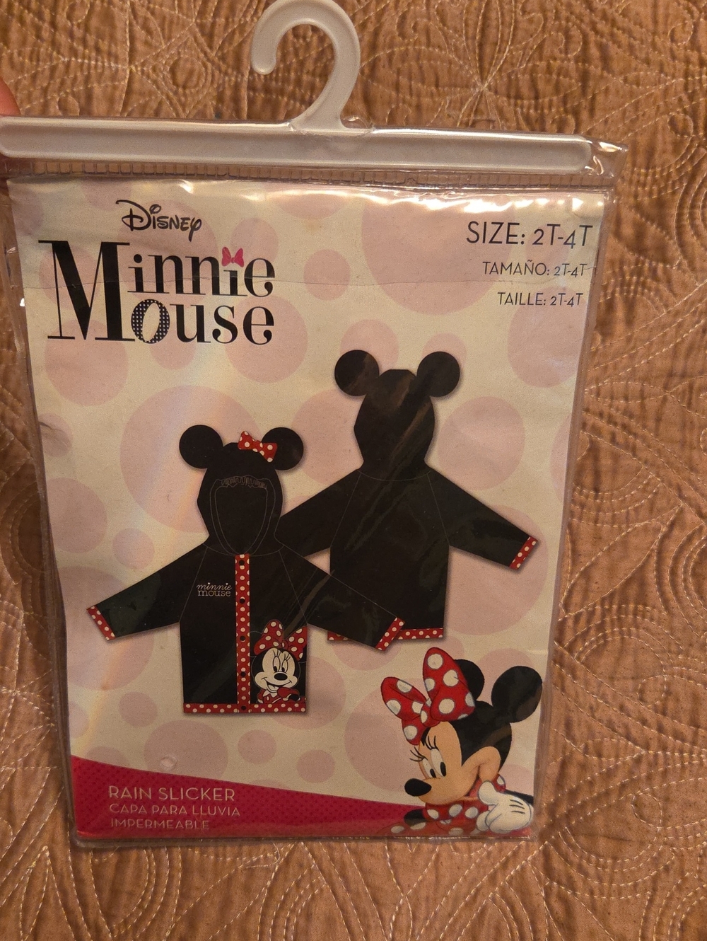 Disney Minnie Mouse Black Red Polka Dot Kids Rain Slicker